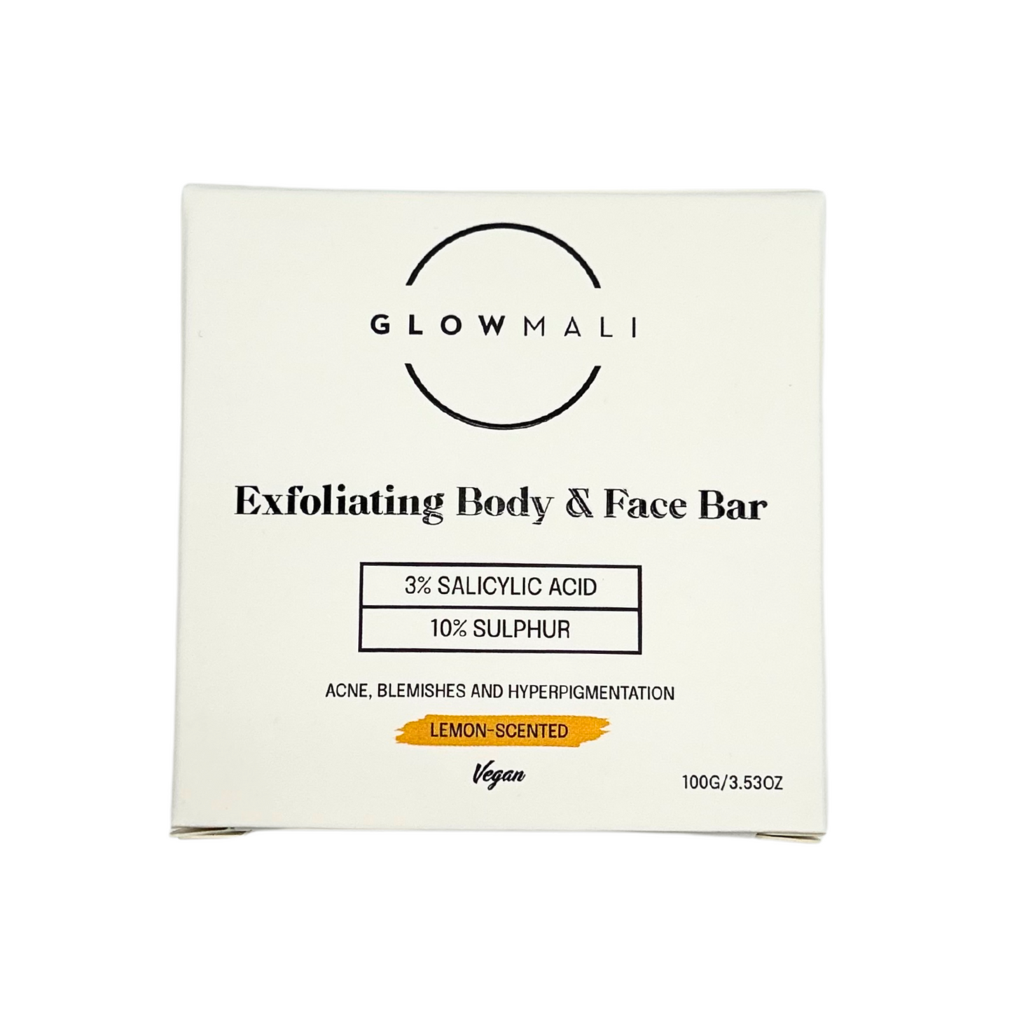 Exfoliating face and body bar with salicylic acid and sulphur to support clearer-looking skin, reduce clogged pores, improve body acne, keratosis pilaris and rough skin texture.